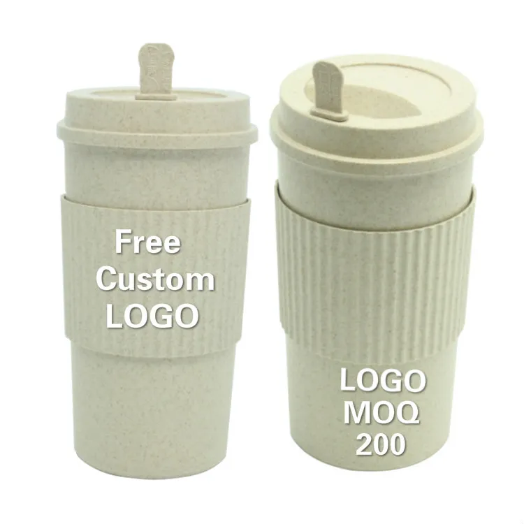 Eco Friendly FDA 350ml 12oz Drinkware Drinking Reusable Mug Biodegradable Bamboo Fibre Powder Coffee Tea Cup with Silicone Lid