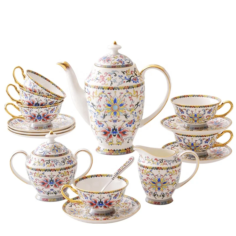 

High-end European-style bone china Bohemian coffee cup and saucer British home luxury afternoon tea set, Customized color