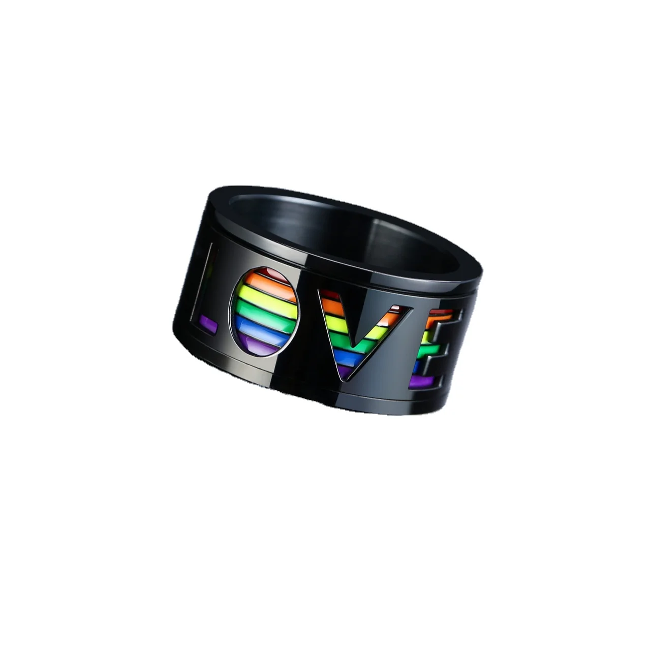 

Fashionable Jewelry American Style Popular Stainless Steel Ring Rainbow Lgbt Ring for Unisex, Pictures