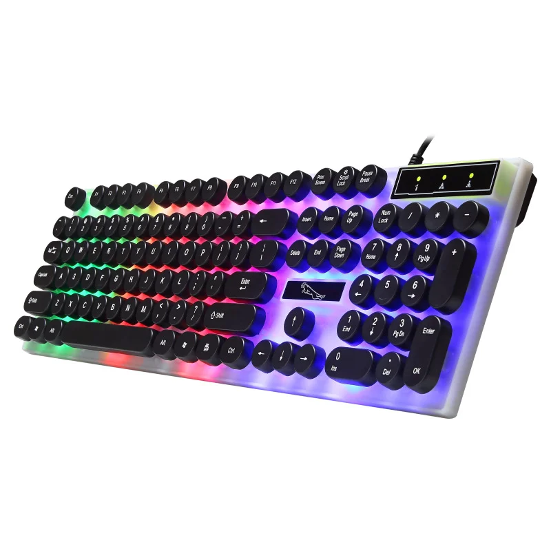 

AIWO 2021 Wired Waterproof Raser Pink Keyboard Colorful Uv Ergonomic Keyboard Backlit Gaming Keyboard, Black/white