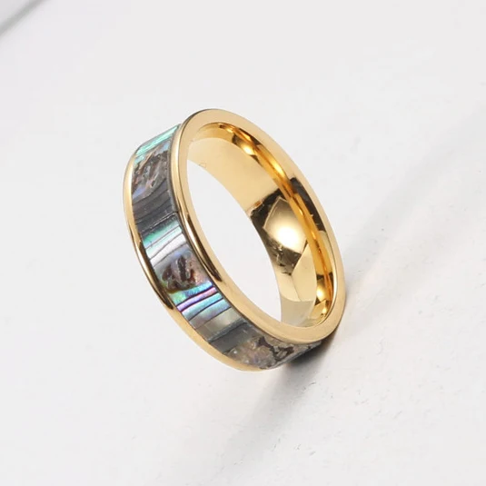 

Fashion Stainless Steel Jewelry 18K Gold Plated Light luxury Shell Simple Advanced Trendsetter's Ring
