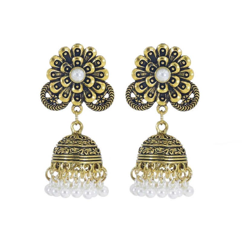 

Vintage Indian Earrings Lens Bell Round Drop Dangle Earring for Women Fashion Gold Jewelry Accessories