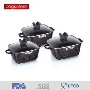 Image of 6pcs square casting aluminum energy saving soup pot cookware set