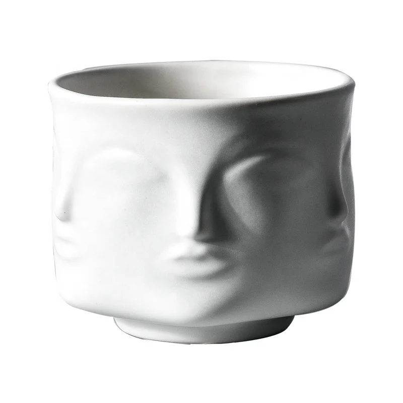 

Cheap wholesale gold black and white head face home decor vases, White/black/gold