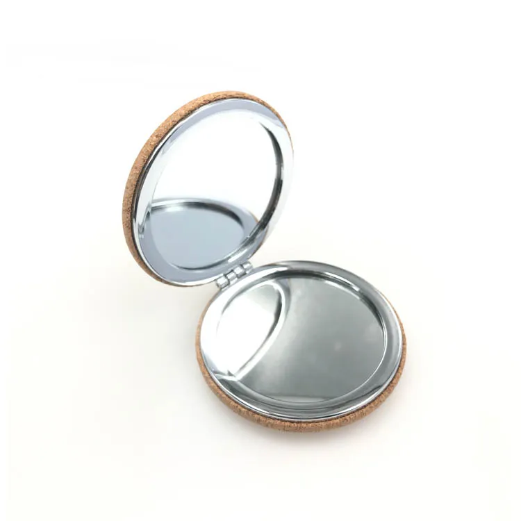

Pure Foldable Cork Makeup Mirror Pocket Custom Print Round Mini Small Cork Mirror With Logo, As per customer's requirement