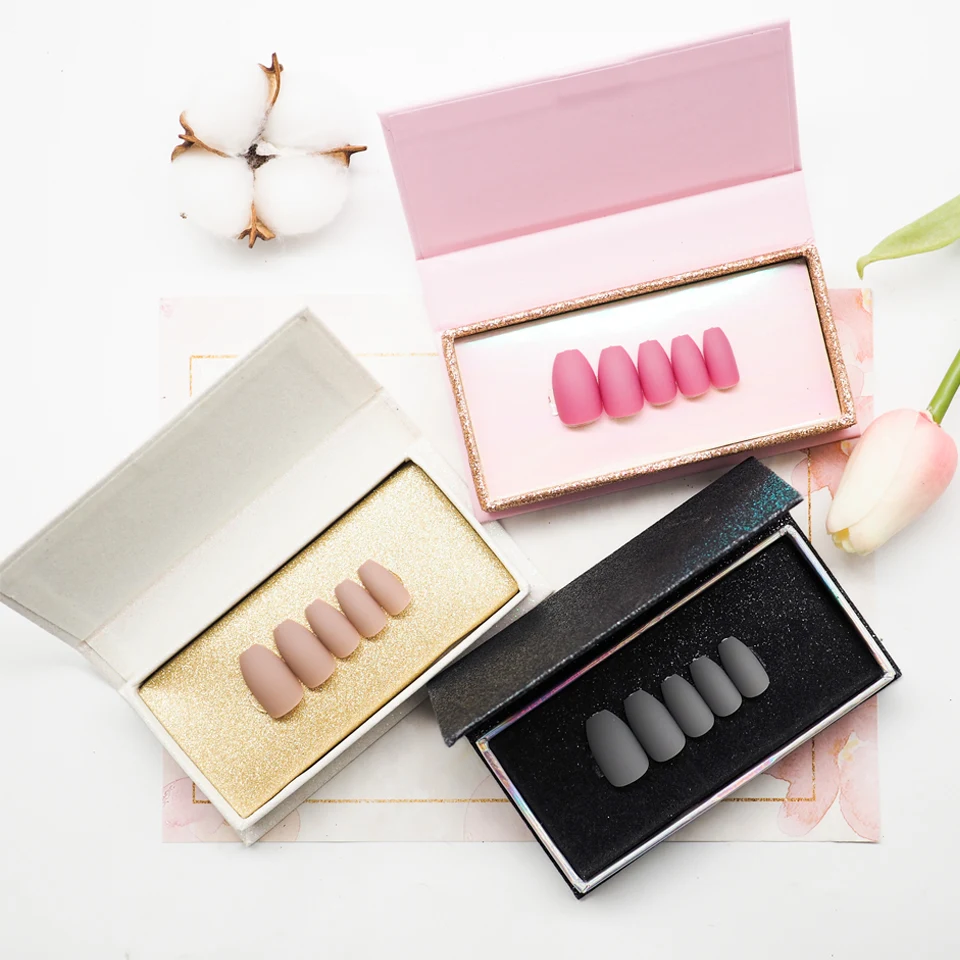 

HIgh Quality Solid color luxury fashion matte short press on nail packaging box