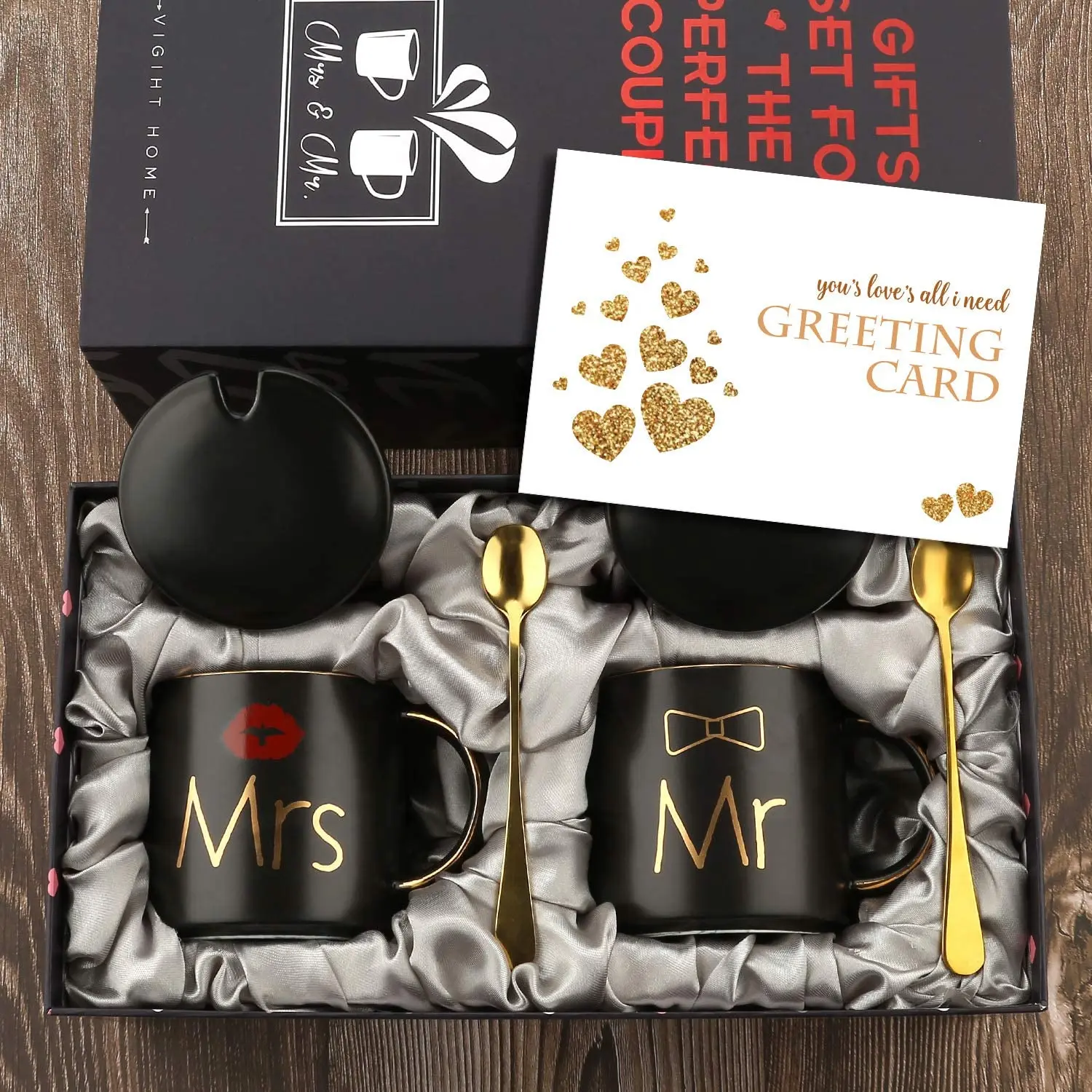 

High Quality Black Mr and Mrs Coffee Mugs Cups Gift Set Ceramic Coffee Mug