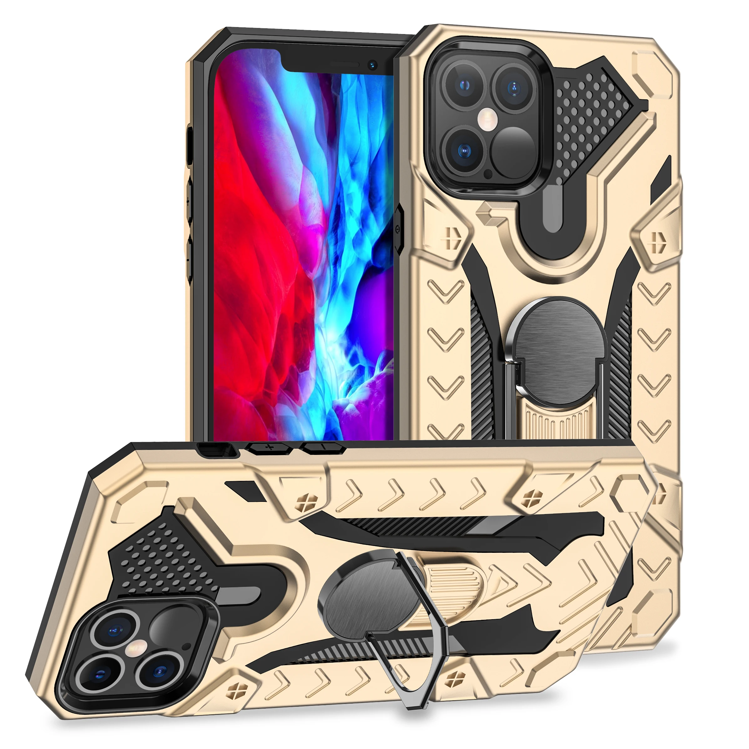 

Cool Golden Gold Phone Housing Luxury For Gold Iphone 12 Cases With Ring Holder For Men