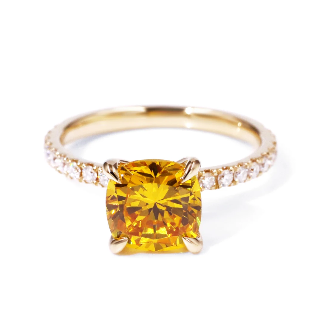 

Tianyu gems 8*8mm cubic zirconia cushion cut 14k solid yellow gold jewelry ring instock
