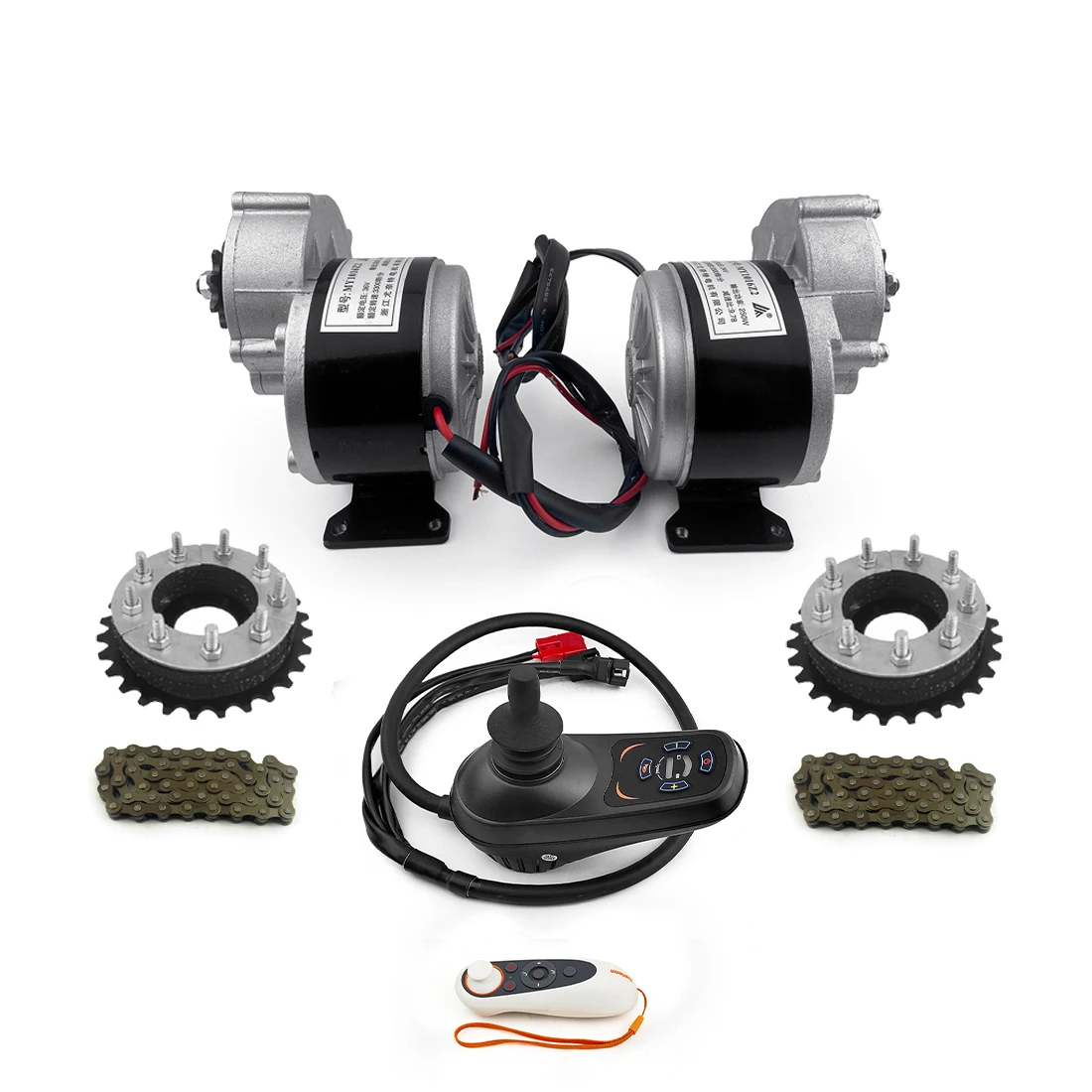 L-faster 24V 500W Motor Left Right Dual Drive Conversion Kit Hand Joystick Controller for 24" Spokes Electric Wheelchair Bike