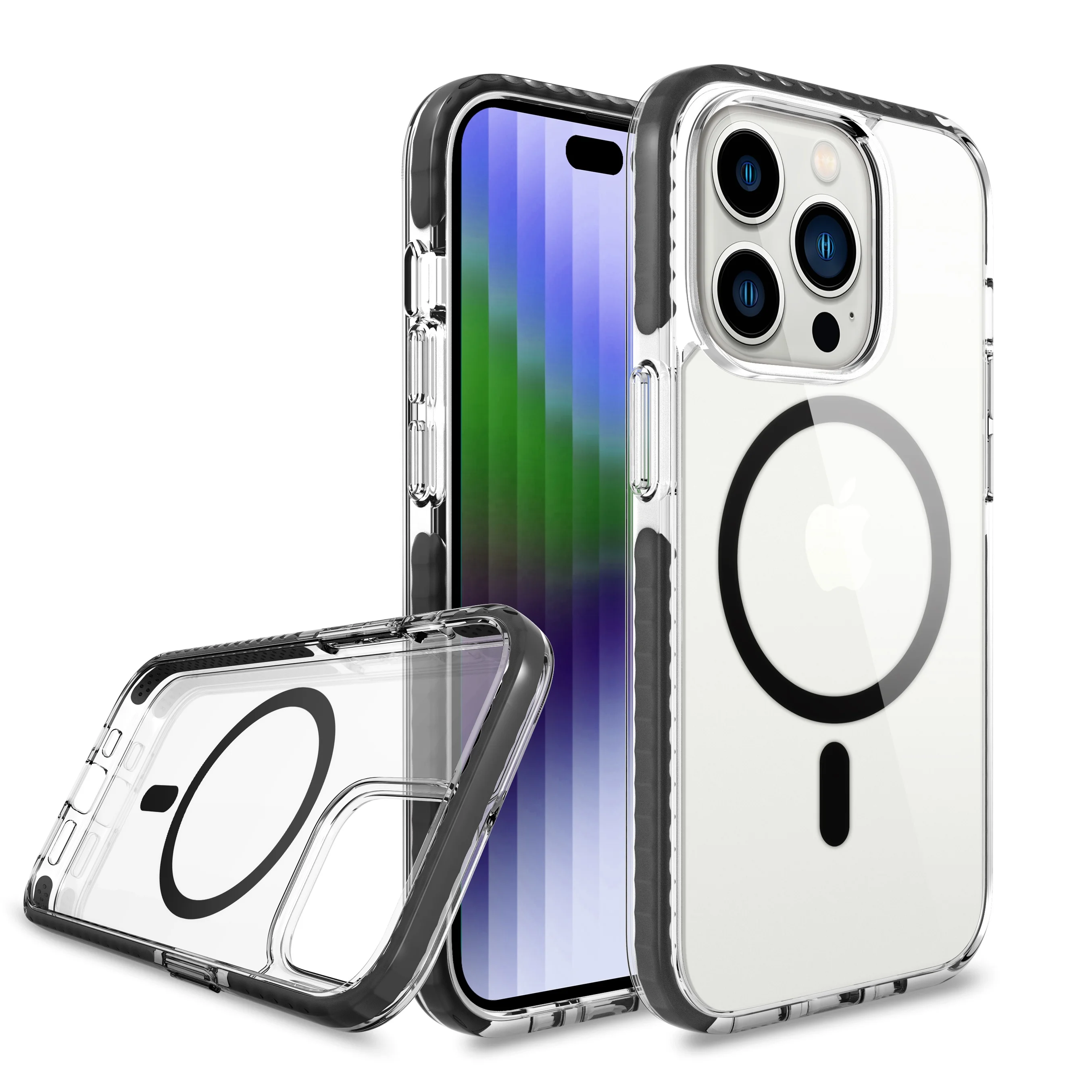 

WOWCASE Shockproof Transparent TPU Clear Magnetic Phone Case For iPhone 13/14/15 Pro Max Case For MagSafe Wireless Charging Case