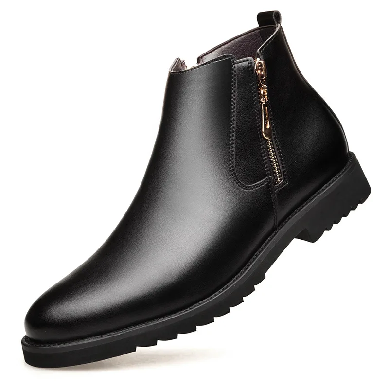 

2021 new men's casual zipper high-top plus cashmere riding boots