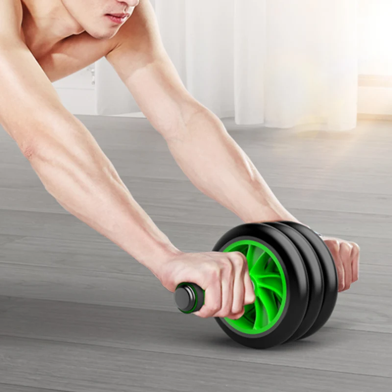 

2020 new Home Gym Core Workout Roller Wheel Abdominal Exercise Training Fitness Exercise Abdominal Roller 3 Wheel AB Roller, Green+black