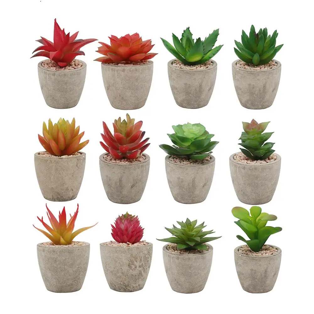 

Factory Top Quality Pulp Potted Artificial Succulents Plants Mini Decorative Succulent Plant For Home Office Table Decoration, Green color
