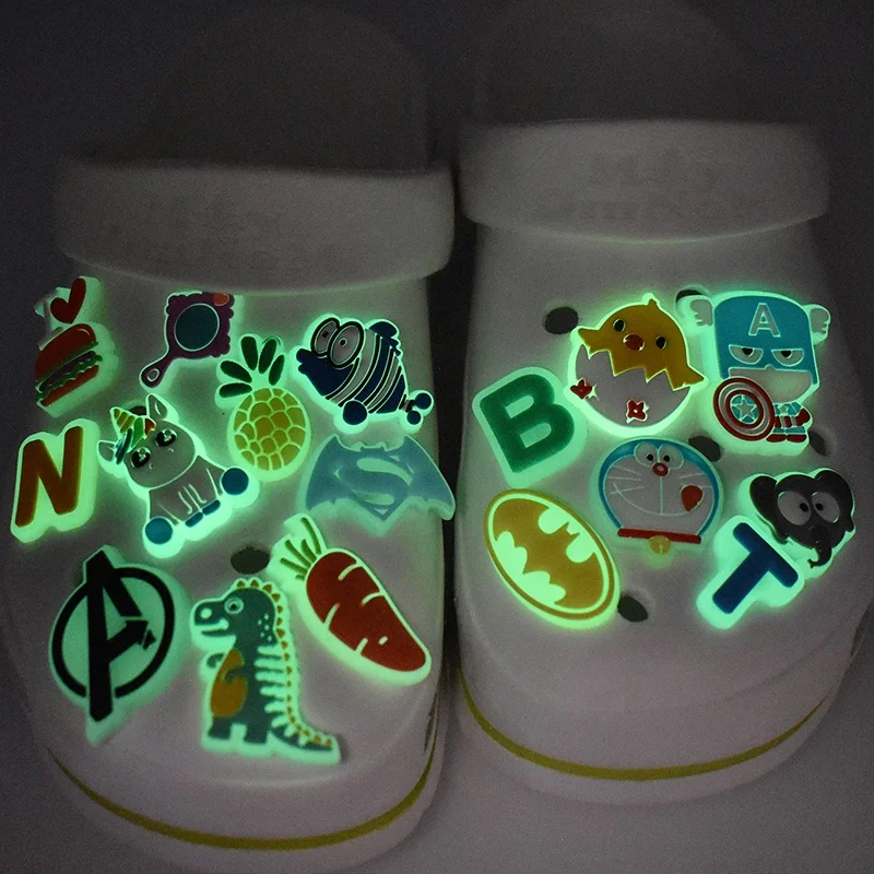 

Amazon Hot New Pattern Transparent Fluorescent Shoes Charms Cheap PVC Ring Charms, As picture