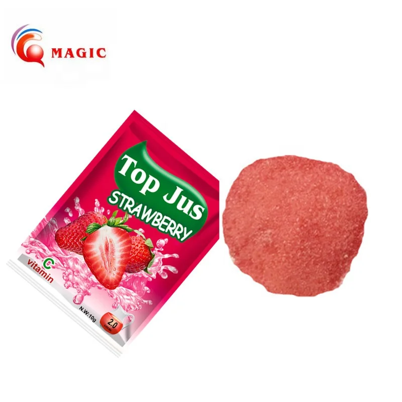

10g for 2liter Instant Fruit Drink Strawberry Fresh Concentrate Fruit instant juice powder, Natural color