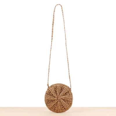 

Wholesale New Fashionable Girls Women Handmade Round Tassel Summer Beach Crossbody Messenger Straw Woven Bag, Customizable