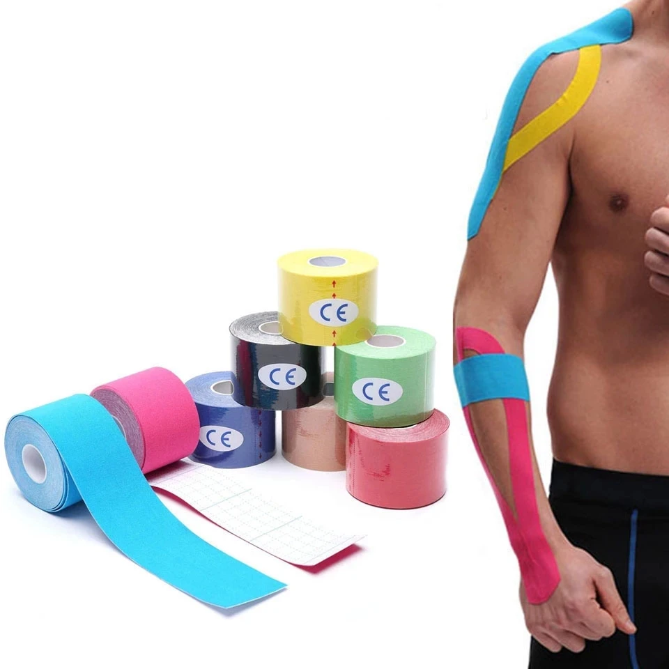 

One Piece Sports Cotton Elastic Adhesive Kinesiology Tape Muscle Bandage for Strain Injury Muscle Pain Relief, Black/white/brown/beige ect.