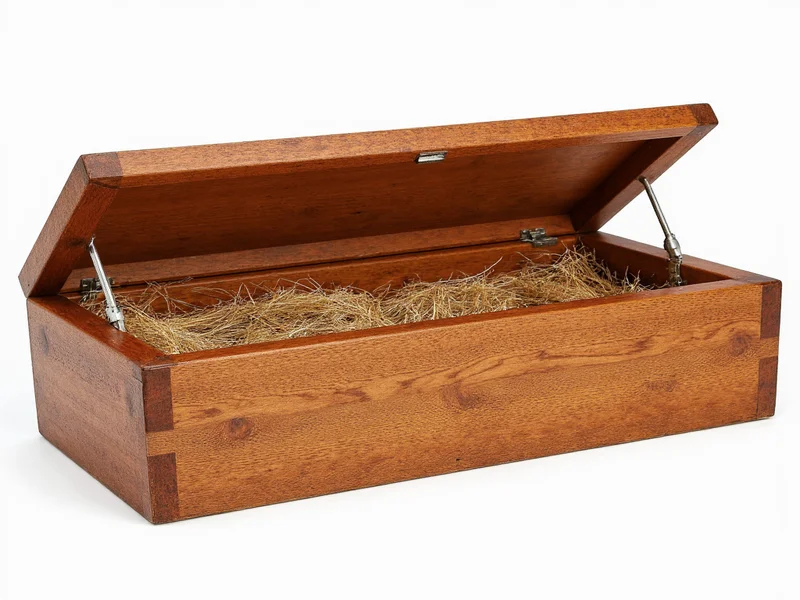 Reclaimed wood chicken nest box with straw lining