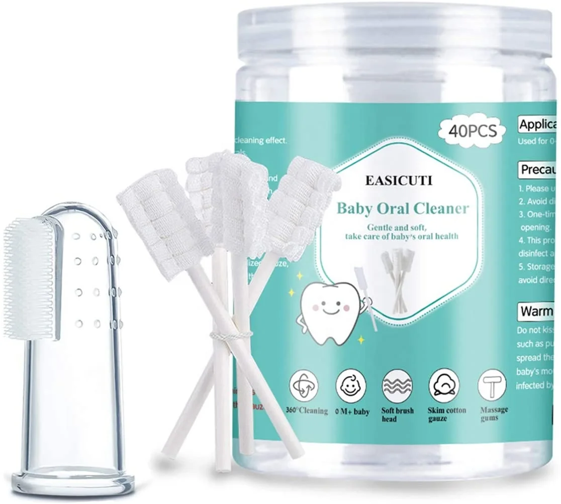 

0-30Month Baby Toothbrush Baby Tongue Cleaner Newborn Gauze Toothbrush Tongue Cleaner Dental Care Baby, White