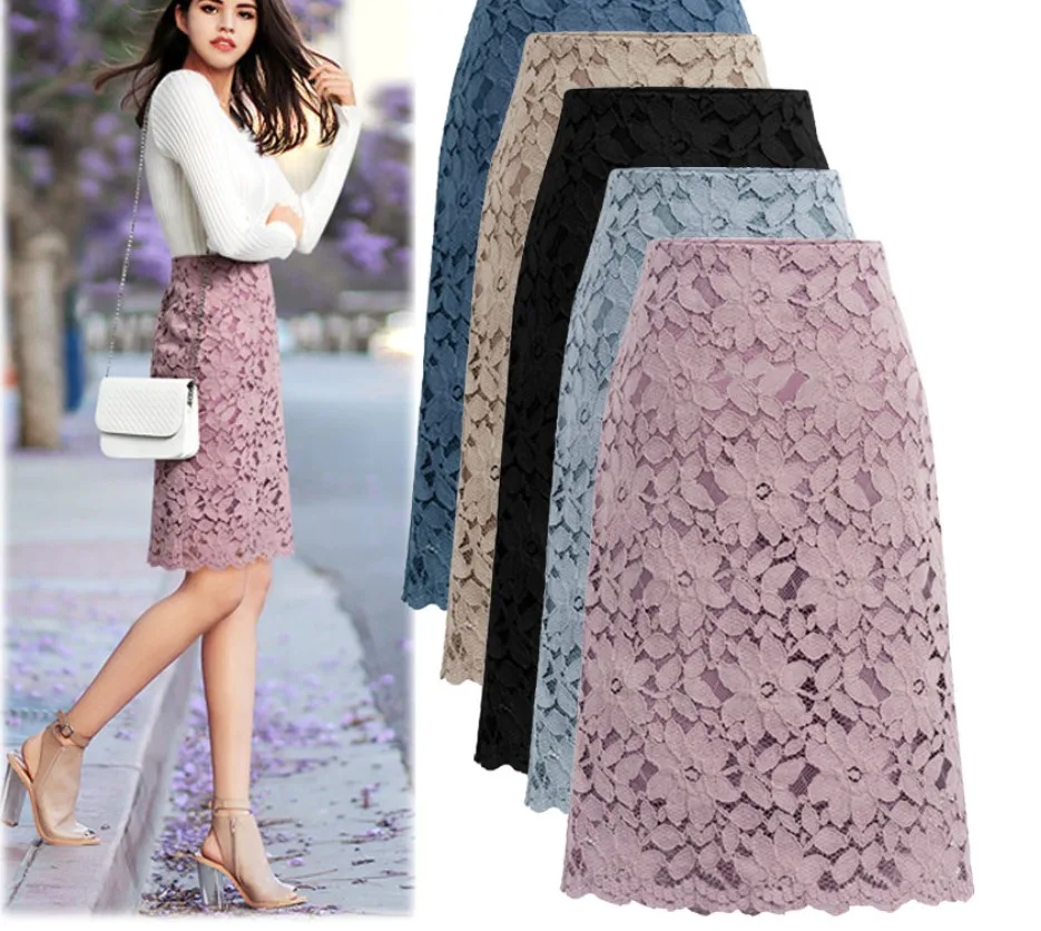

Spring summer water soluble lace short skirt solid flower pattern plus size skirts