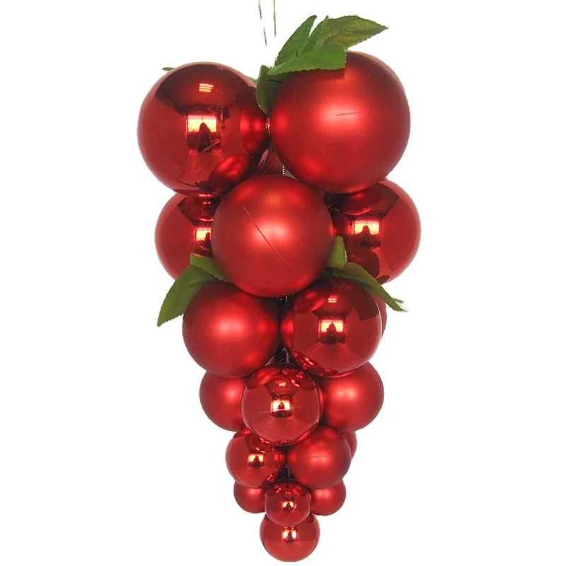 

Factory Direct Sale New Design 4cm-10cm Shiny Red Plastic Ball Grape Cluster Christmas Decoration