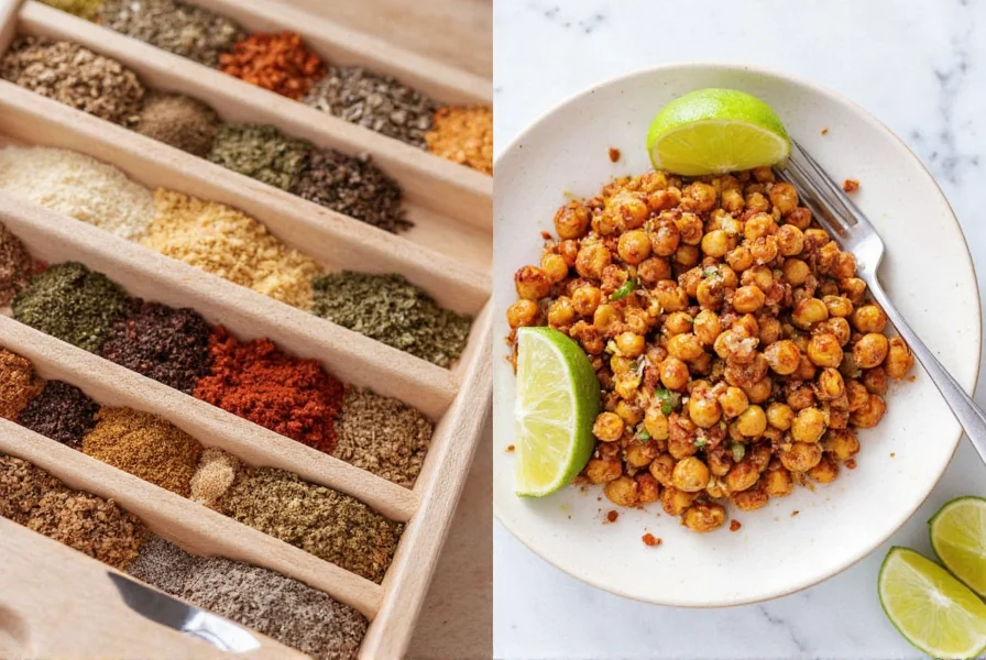 Glass spice bottles on a shelf