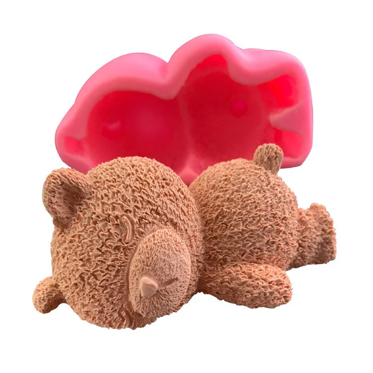 

Custom cute bear silicone resin mold cake chocolate mold handmade soap mold, Pink