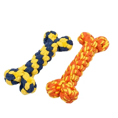 

Pet Toy Bone For Dog Cotton Rope Woven  Orange Bone Pet Molar Toy, As picture