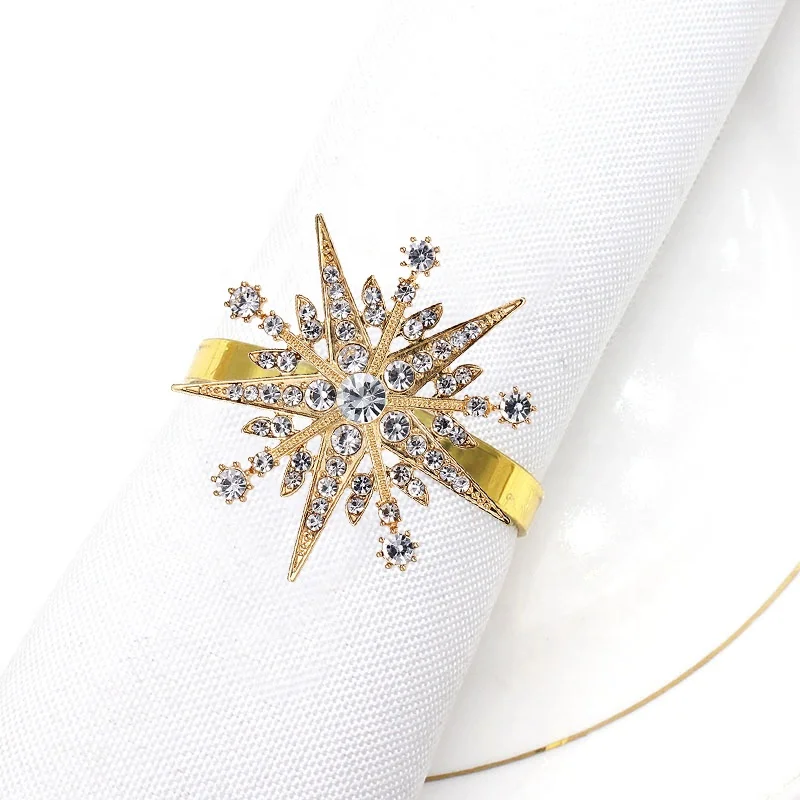 

Silver Rhinestone Napkin Rings Crystal Star Napkin Ring Holders for Dinner Parties Wedding Birthday Christmas Party HWD131