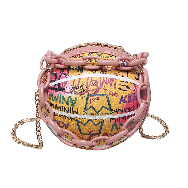 

Low MOQ Women Hand Bags New Designer Fashion Chains Shoulder Bag PU Leather Graffiti Crossbody Handbags For Women Luxury