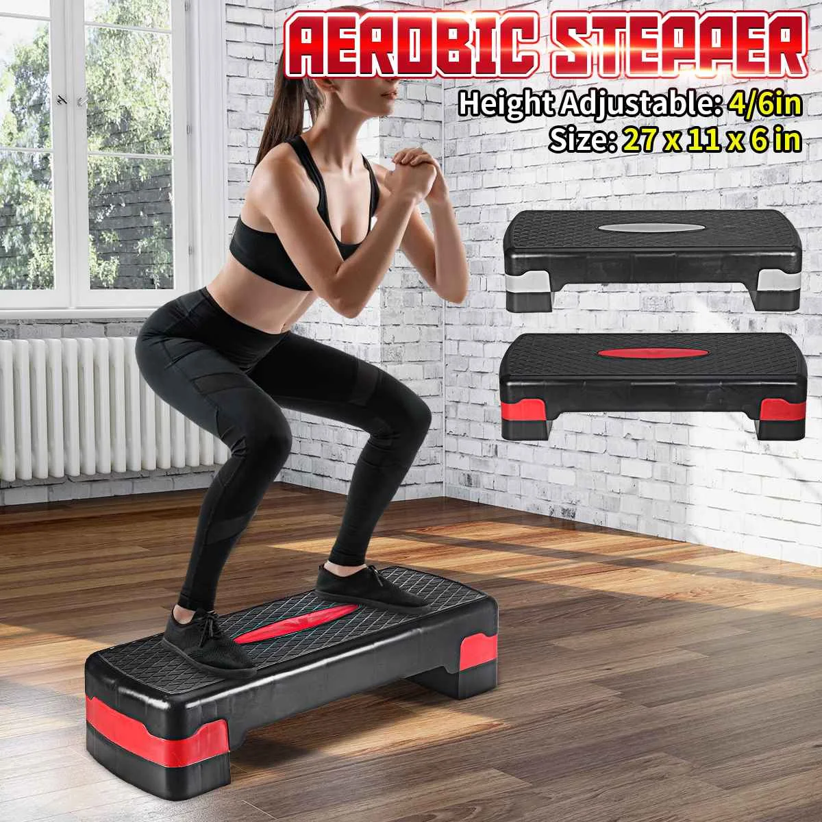 

27" Aerobic Stepper Adjustable Exercise Steppers Cardio Workout Training Yoga Pedal Home Gym Fitness Equipment 100kg