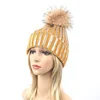 Metallic Shinny Soft Chenille Cute Winter Pom Pom Knitted Hats Beanie