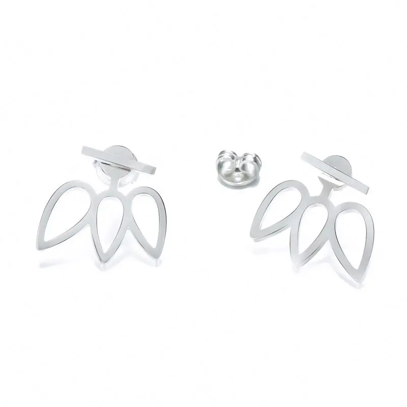 

2021 Cute Silver Stainless Steel Women Flower Petal Small Earrings Studs,Minimalist Stud Earring