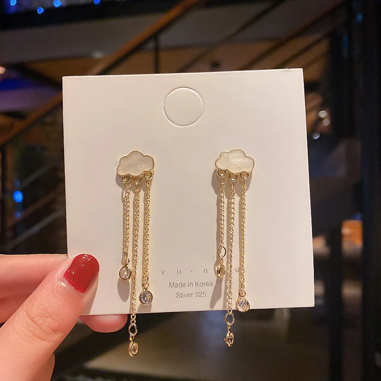 

2021 trendy jewelry rhinestone cloud earrings women