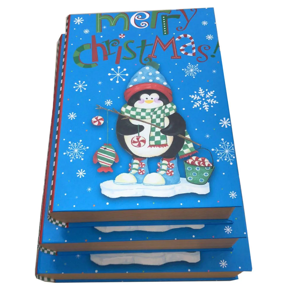 
Christmas pattern printed paper book shaped packaging box for holiday 