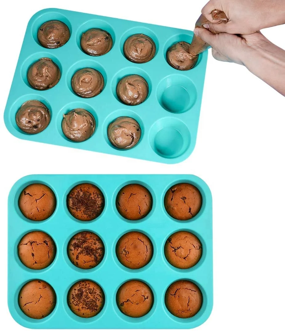 

Food Grade cookie Mold Kitchen Pastry 12 Cavity Silicone Cupcake Muffin Cup Mold
