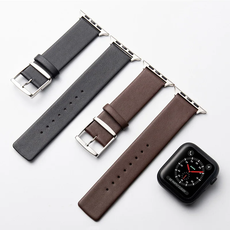 

Flat Square Leather Strap Durable Watch Strap Band With Adapter For Smart Watch