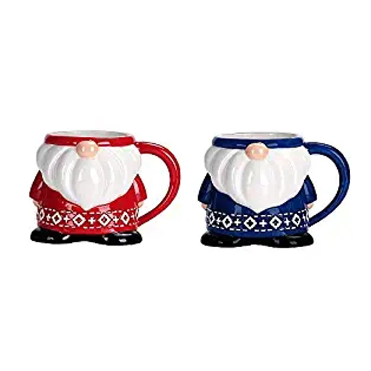 

holidays OEM Santa shape porcelain coffee tea cocoa cup ceramic mugs for christmas