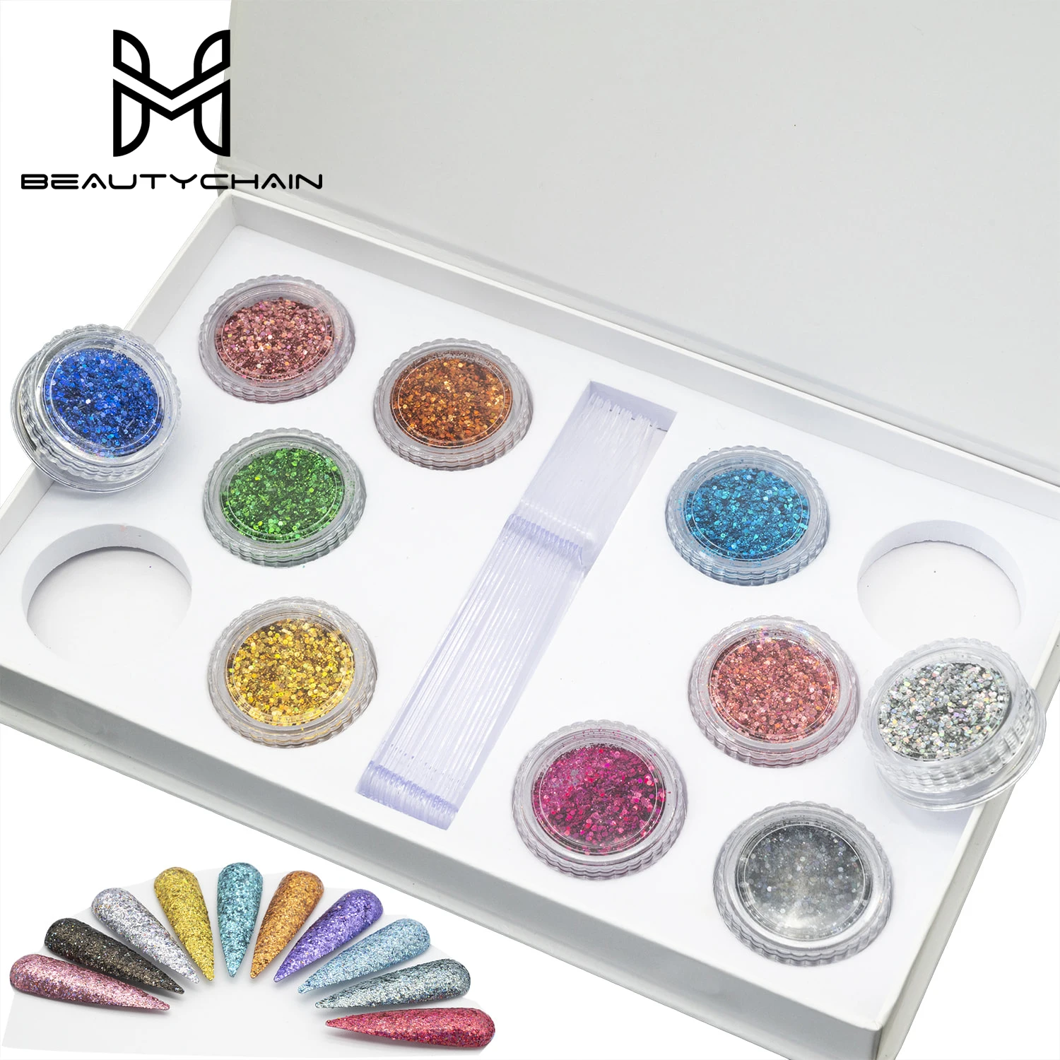 

Low MOQ Nail Glitter 10 Colors Decoration Superfine For Nails Art Fine Mix Ultra Fine Mix Glitter Nail Art, 10 clours/box