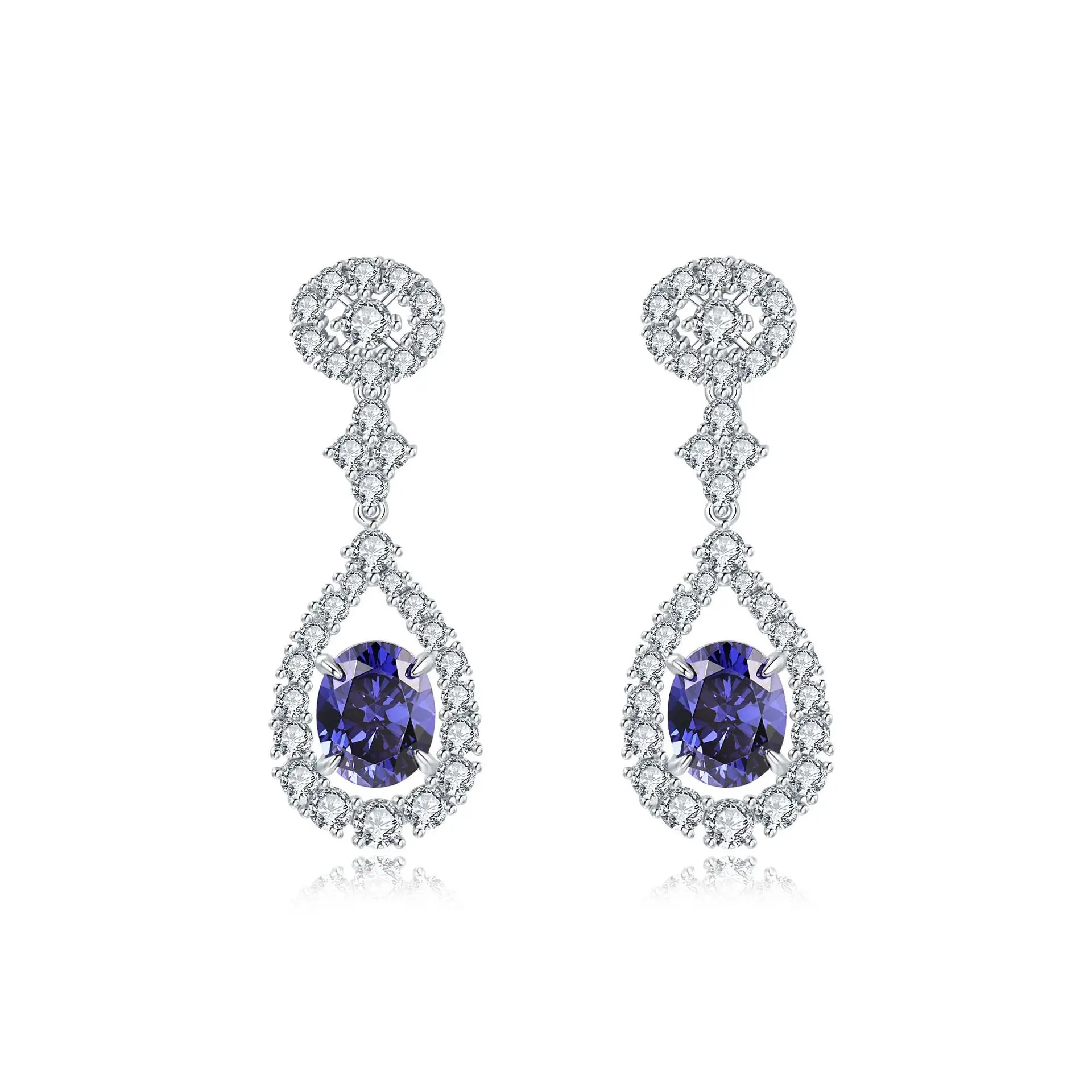 

vintage 925 sterling silver tanzanite moissanite drop dangle earrings