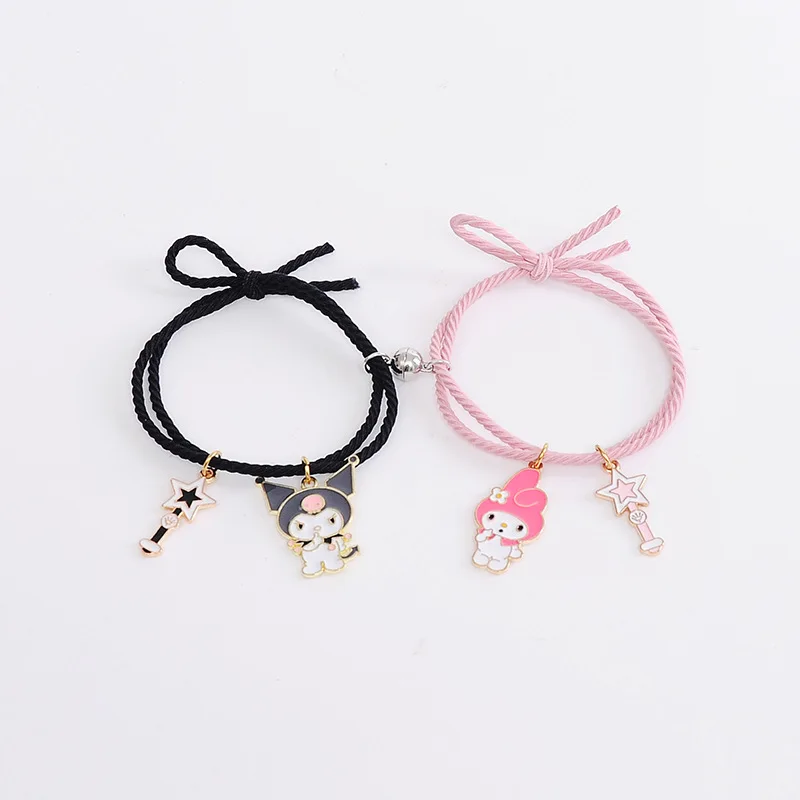

New Simple Elastic Band Rope Magnet Attract Couple Bracelet Cartoon Character A Pair Of Student Girlfriends Hand Rope Jewelry