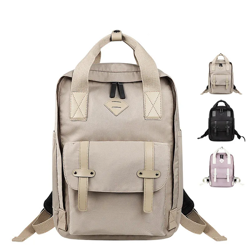 

Leisure backpack shoulder strap hand front pocket girls bag school kids students laptop bags pink waterproof pack gym bag sport, Black,purple,khaki