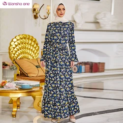 Eid Solid Color Wrap Long Sleeve Maxi Dress Summer Modest Wear Satin Abaya islamic clothing Dress For Muslim Women