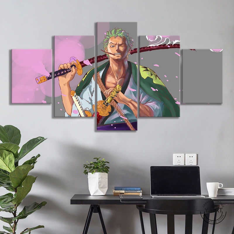 

(Drop Shopping)ONE PIECE Wano Country Roronoa Zoro Animated Cartoon Wall Picture Canvas Paintings Kids Bedroom Wall Decoration, Multiple colours