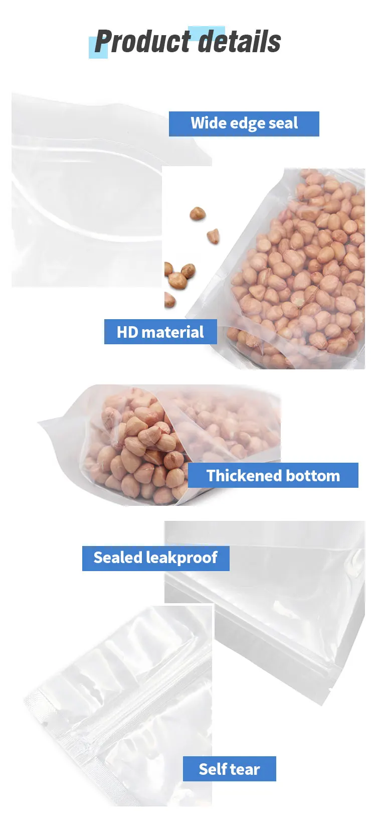 (6) clear shand up bag