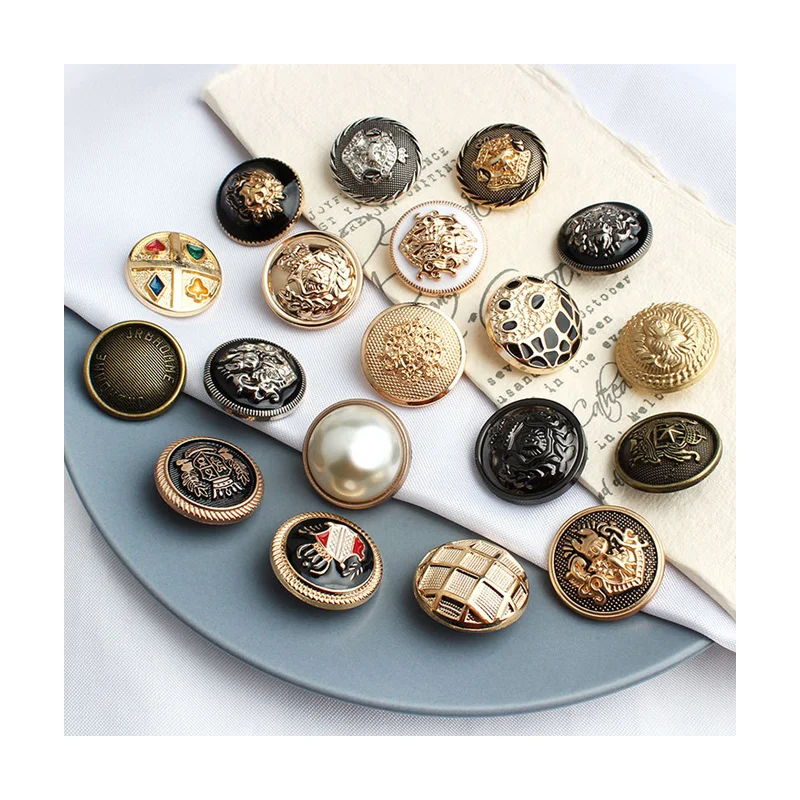 

Wholesale Fashion Sewing clothing custom 3D Engraved Golden metal buttons Alloy Buttons Emboss Buttons, Gold/silver/black