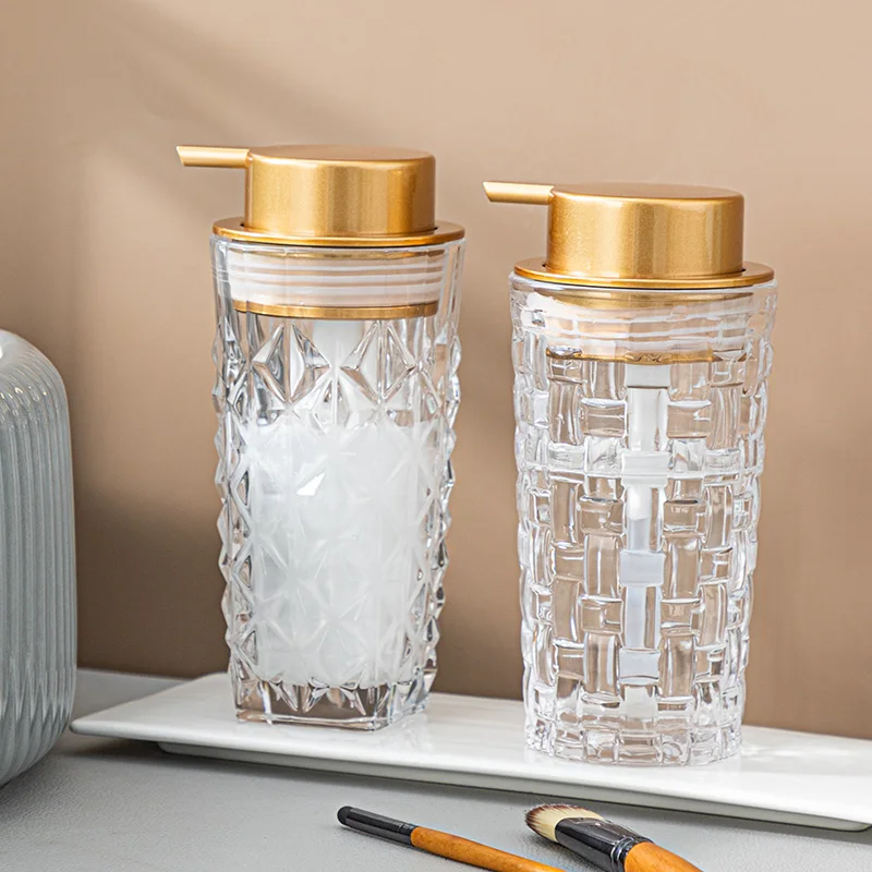 

Newest Glass Transparent Bottle Liquor Dispenser Liquid Soap Lotion Dispenser