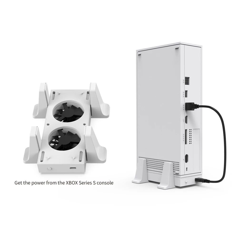 

Vertical Stand External Dual Cooler Base Cooling Fan 3 Rotating Speeds with 2 Port USB Hub For Xbox Series S Console, White