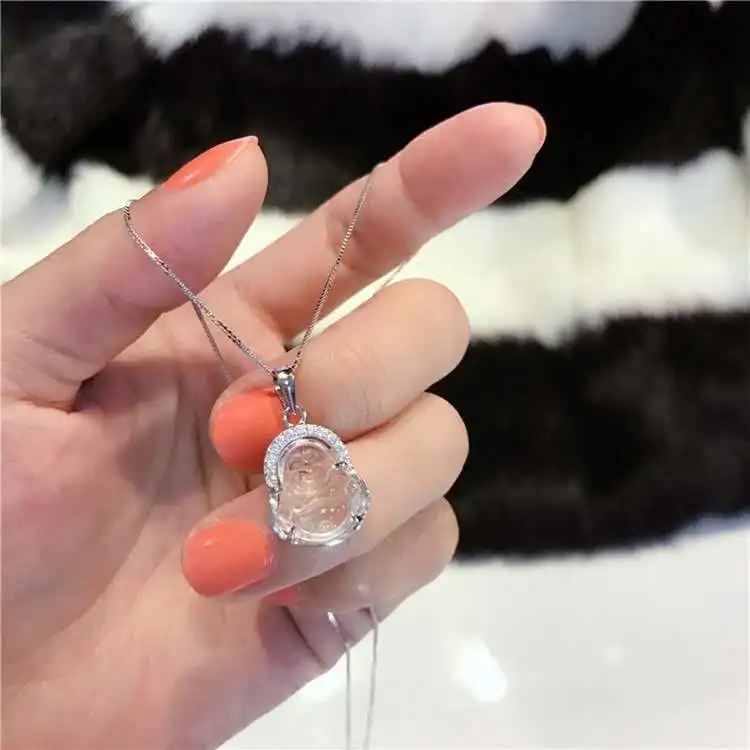 

925 small Buddha necklace crystal can adjust the good luck necklace female jewelry fashion jade Buddha pendant necklace